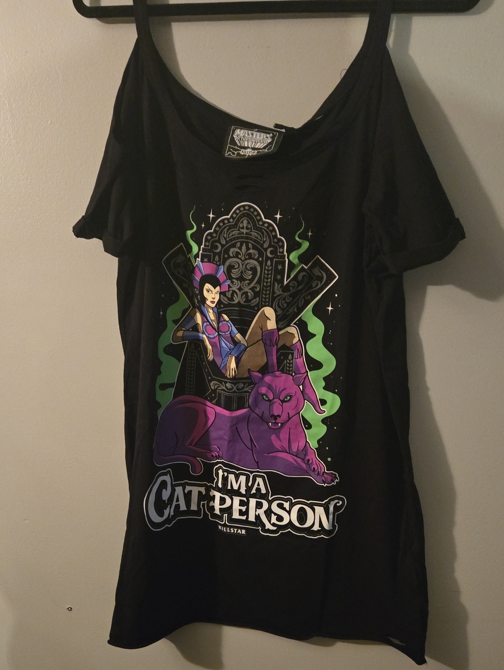 Killstar Black Tee with Purple Panther and Neon Green Accents